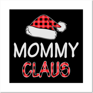 Mommy Claus Funny Red Plaid Santa Hat Matching Family Christmas Gifts Posters and Art